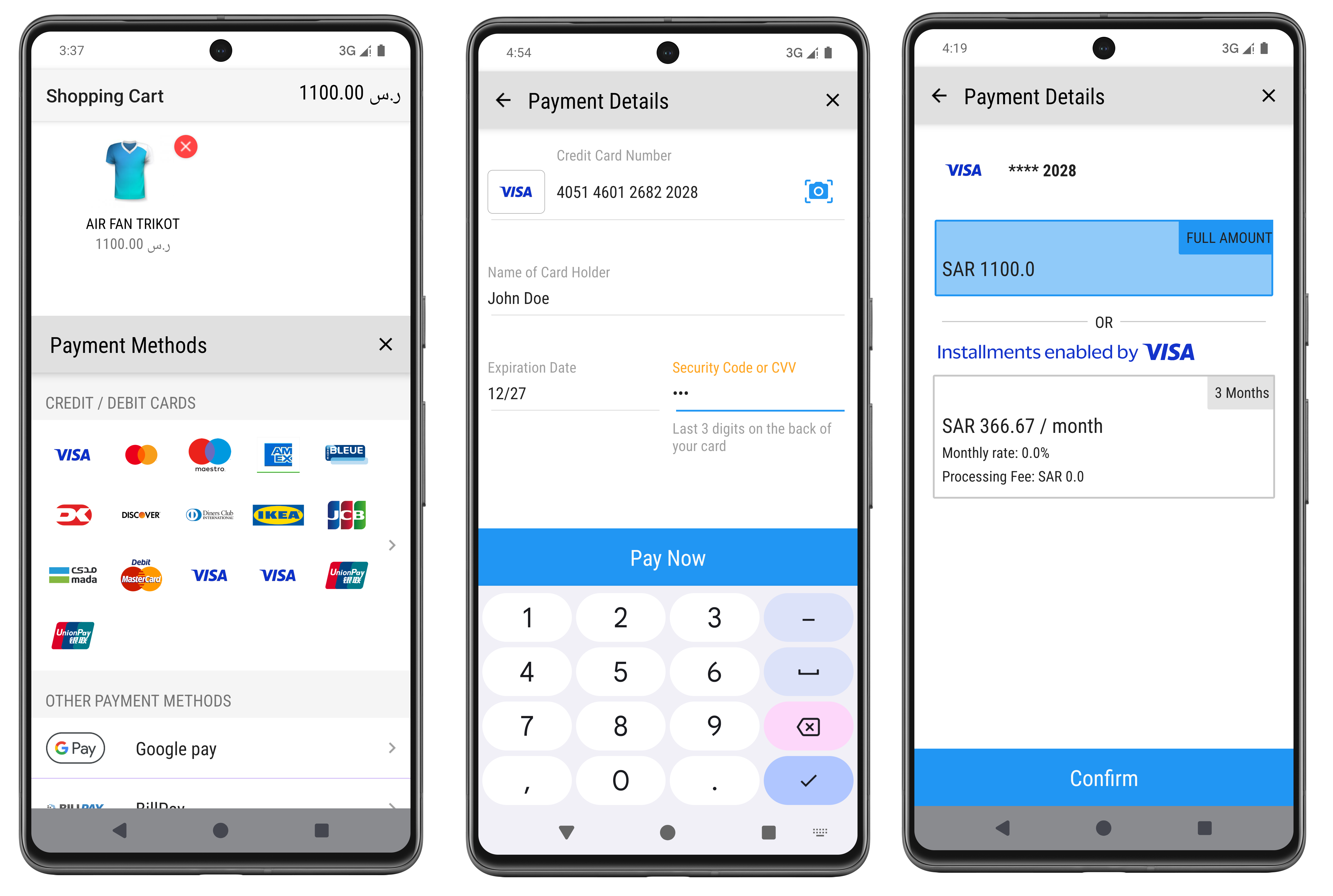 Android Visa installment flow